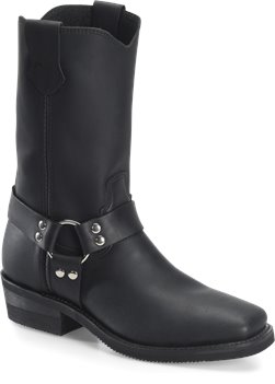 Black Double H Boot Leroy - 11 inch Mens Black Wide Square Harness